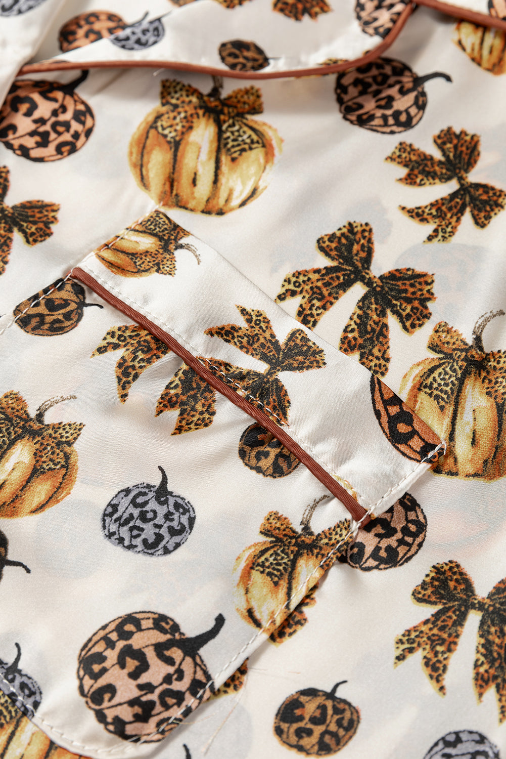 Leopard Pumpkin Print Halloween 2pcs Pajama Set