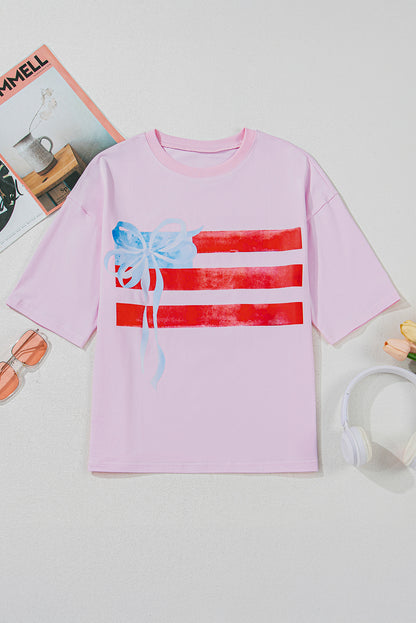 Blue Flag Bow Graphic Tee Flag Day Independence