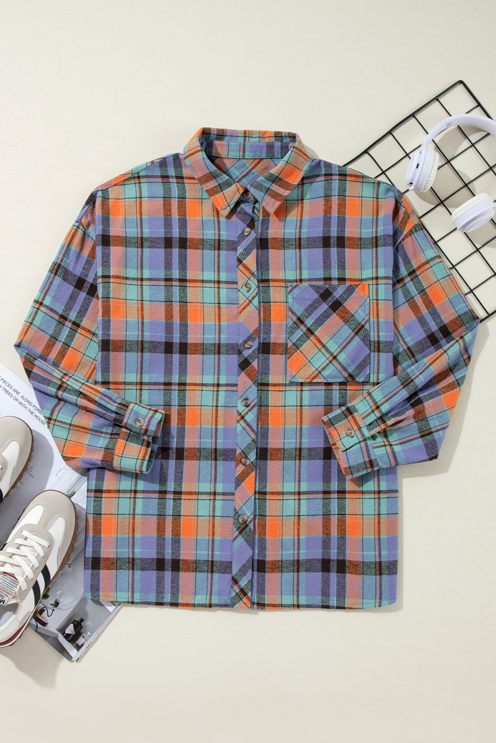 Vintage Plaid Button Down Shirt – Western Fall Layering Top