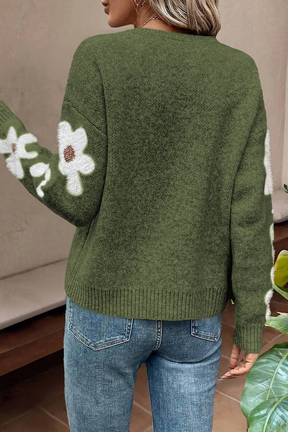 Jet Stream Flower Sleeve Drop Shoulder Sweater