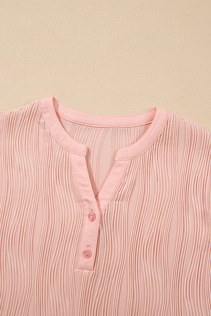 Ribbed V Neck Button Cap Sleeve Knit Top Casual