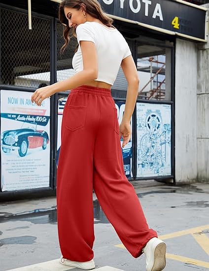 High Waist Drawstring Wide Leg Lounge Pants