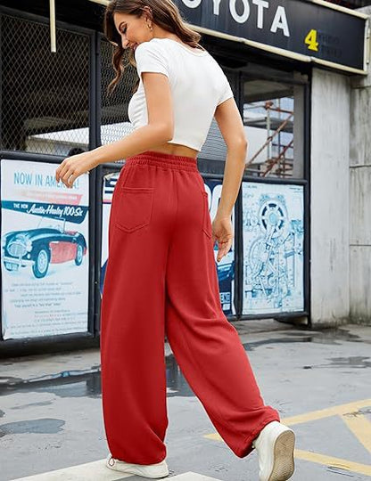 High Waist Drawstring Wide Leg Lounge Pants