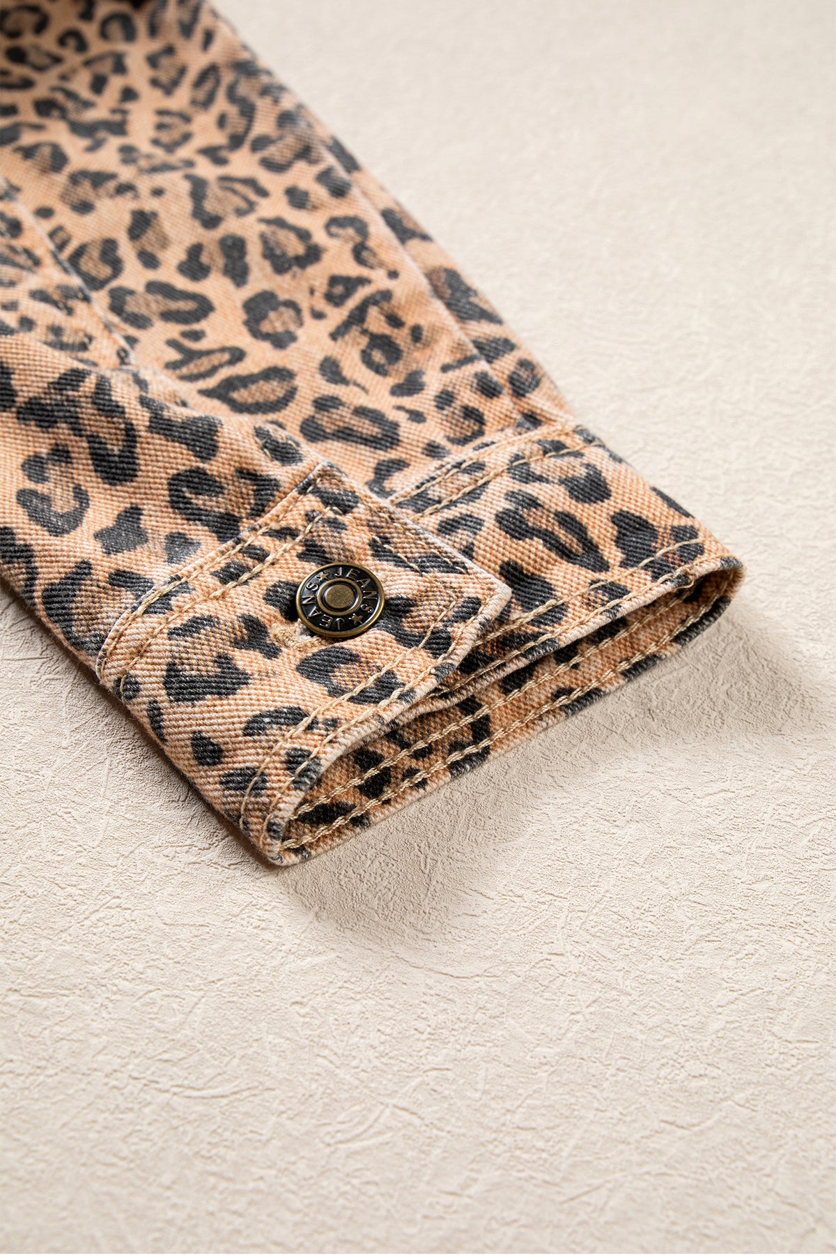 Leopard Print Denim Shacket Oversized Long Sleeve