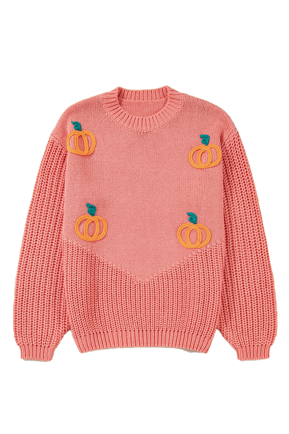 Pumpkin Embroidered Thanksgiving Knit Holiday Sweater