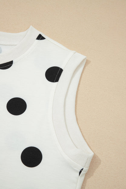 Polka Dot Tank Top Split Skort 2 Piece Lounge Set
