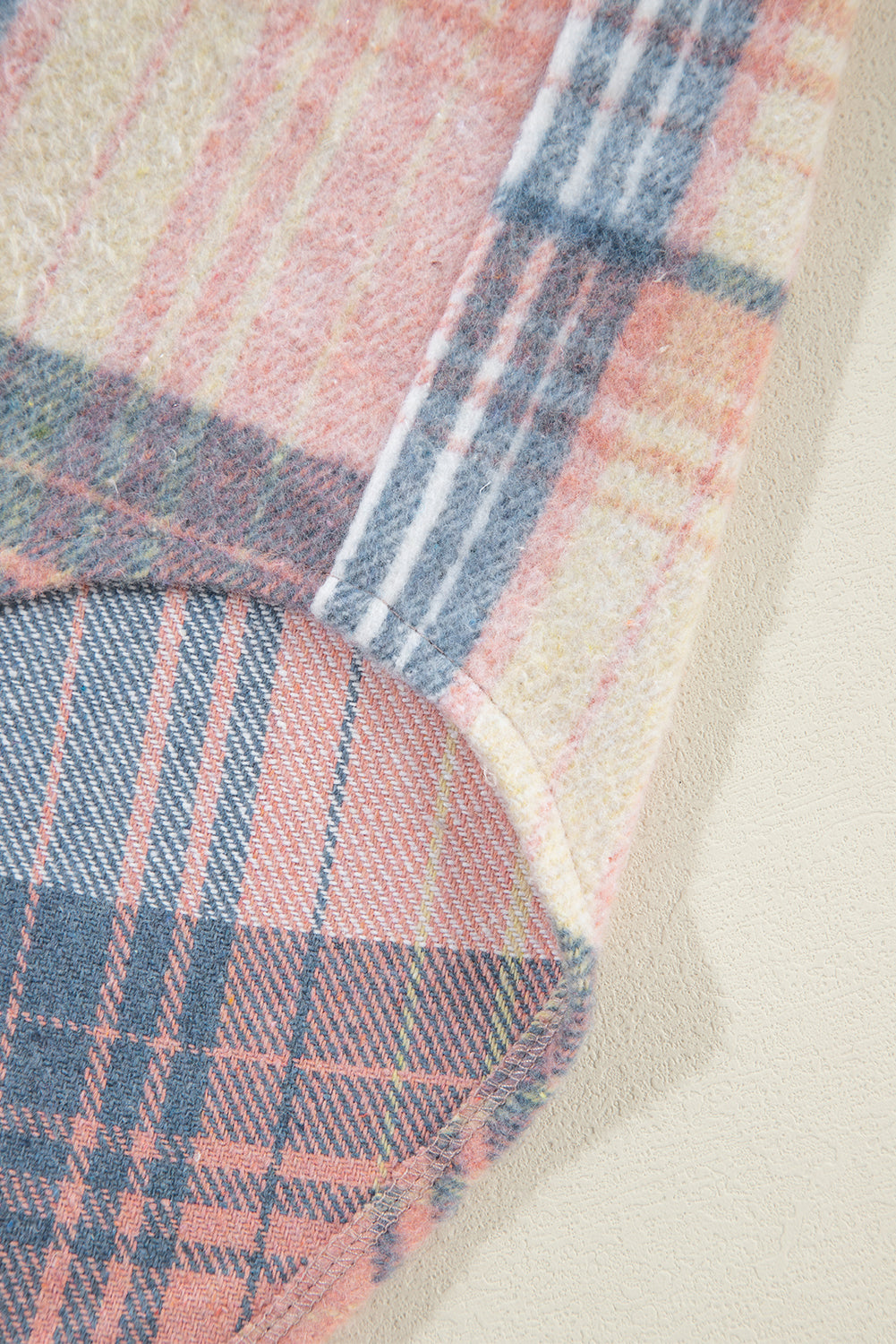 Light Pink Plaid Corduroy Patchwork Pocket Shacket