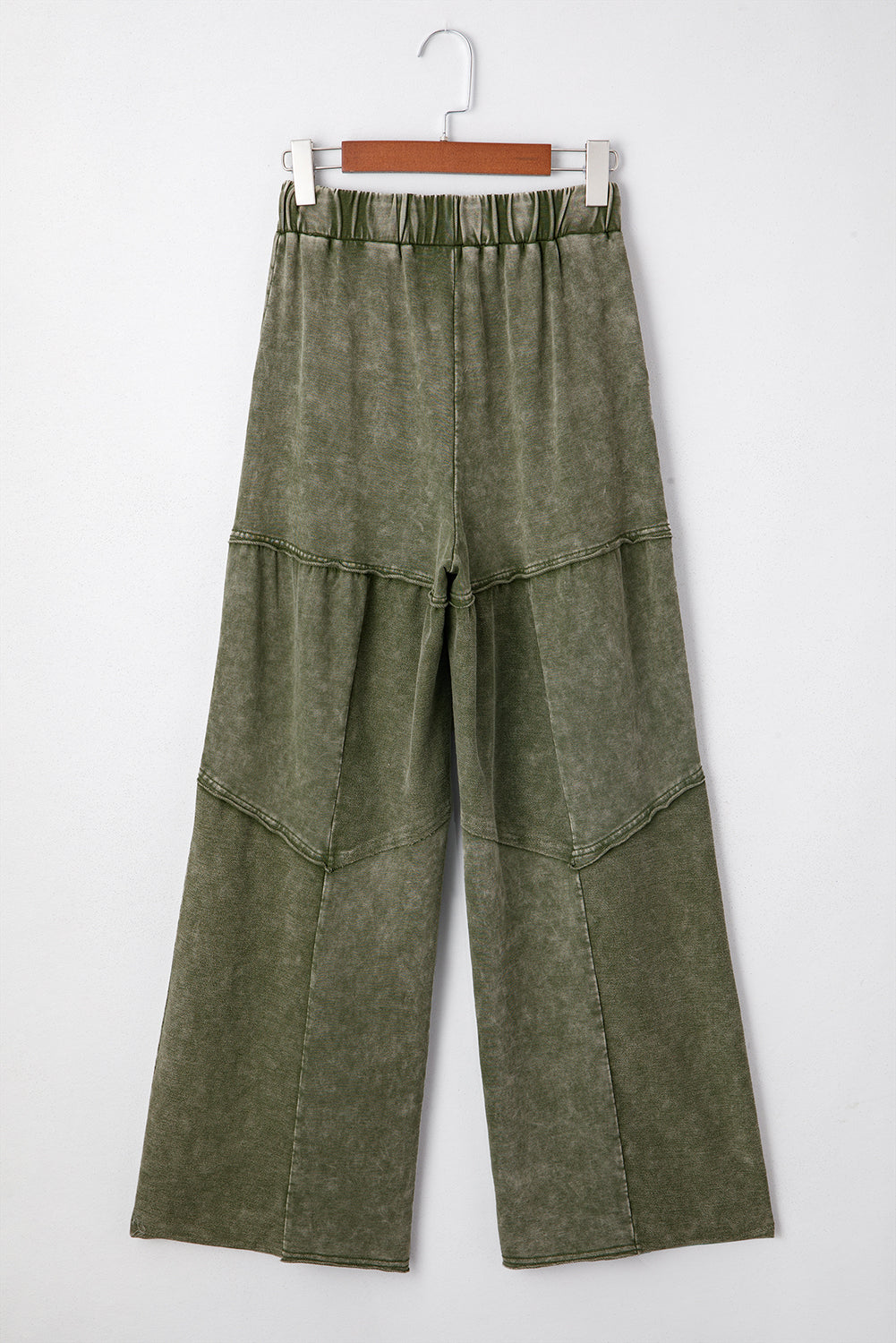 Women's Black Mineral Wash Wide Leg Patchwork Pants