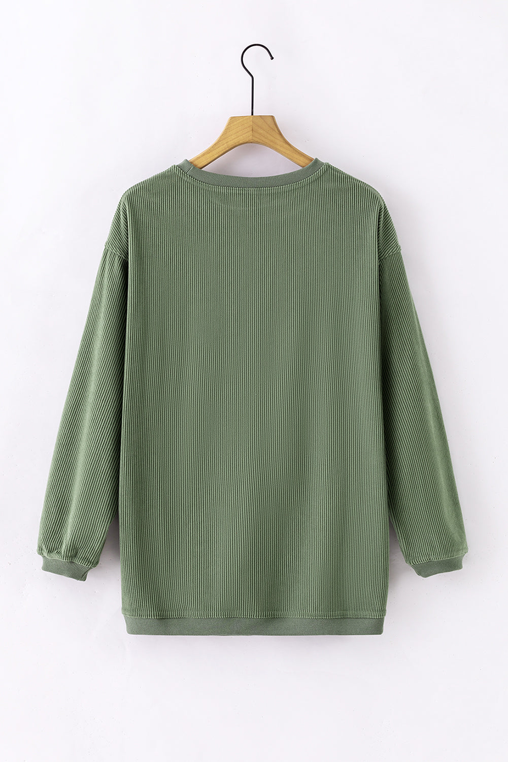 Black Ribbed Corduroy Oversized Pullover Sweatshirt