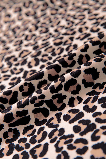 Women’s Leopard Print Half Zip Stripe Trim Top