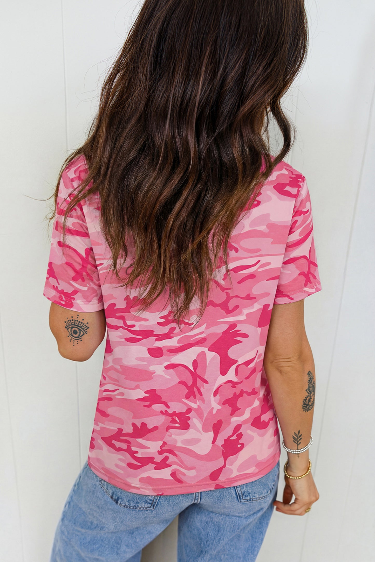 Green Camo Print Crew Neck Short Sleeve T Shirt