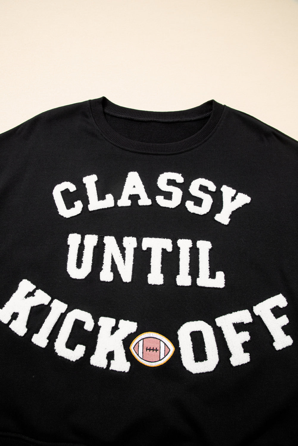 CLASSY UNTIL KICKOFF Football Graphic Oversized Sweatshirt