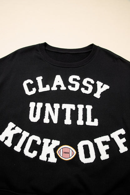 CLASSY UNTIL KICKOFF Football Graphic Oversized Sweatshirt