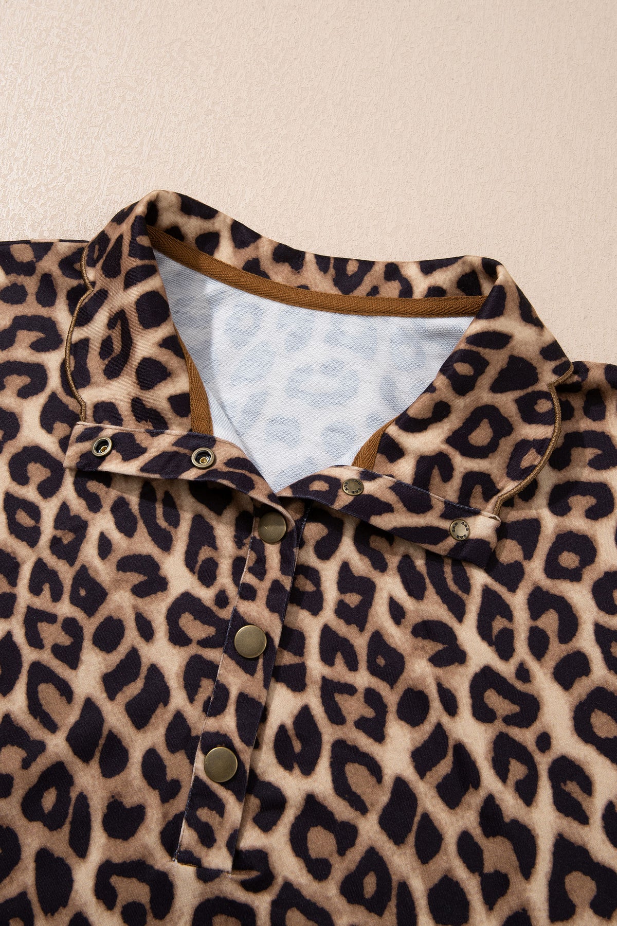 Leopard Print V Neck Mini Dress Loose Short Sleeve