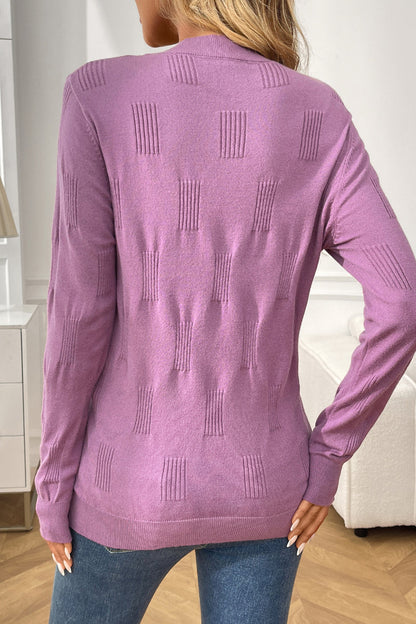 Crew Neck Textured Knit Sweater for Fall Layering