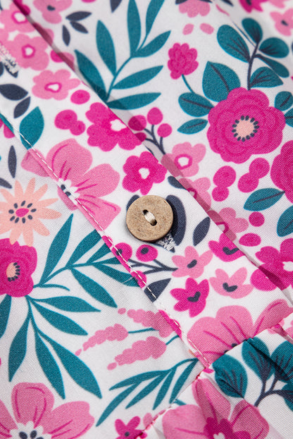 Easter Floral Collared Button Mini Dress