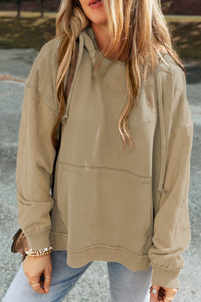 Chestnut Quilted Patchwork Exposed Seam Hoodie