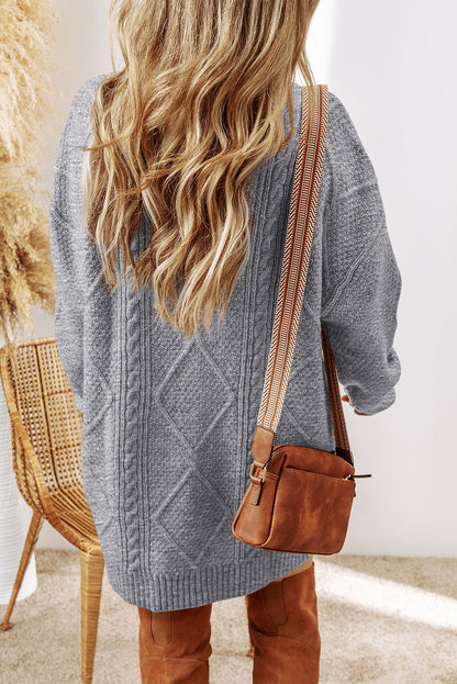 Cozy Cable Knit Drop Shoulder Oversized Sweater Dress