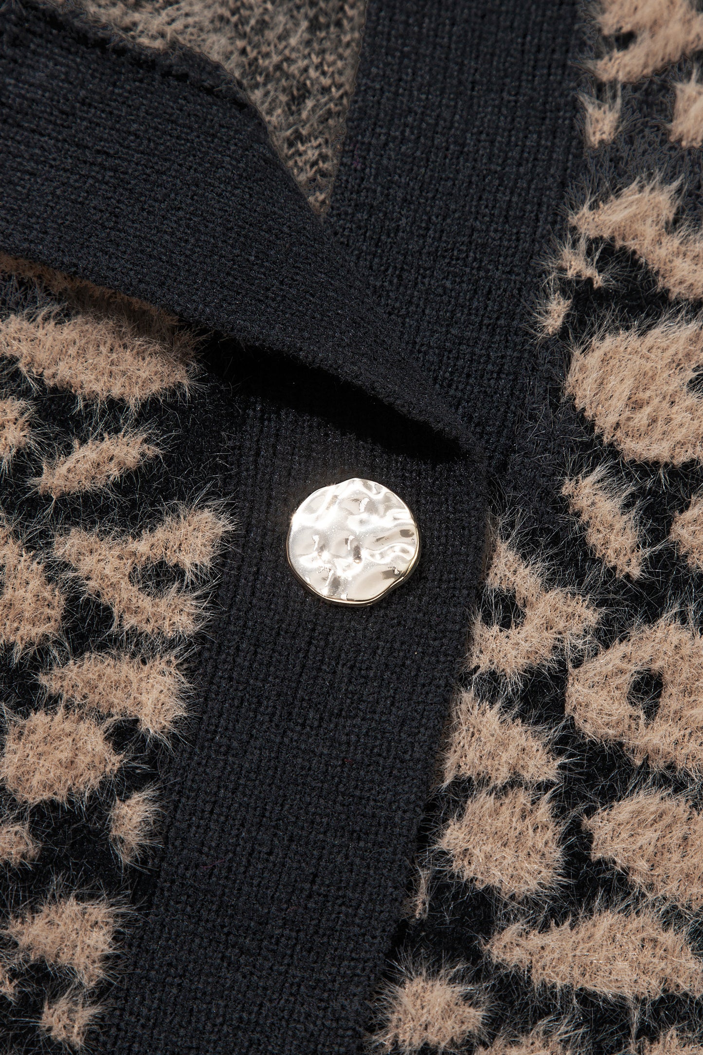 Western Leopard Print Knit Sweater Vest Button Cardigan
