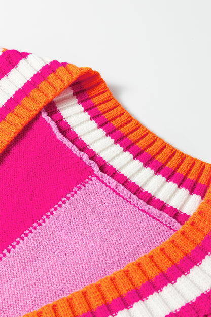 Game Day Checkerboard Stripe Colorblock Sweater Vest