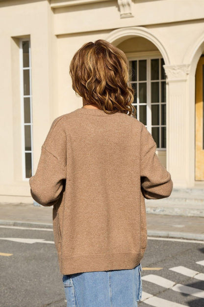 2025 Winter Plus Size Knit Cardigan with Pockets