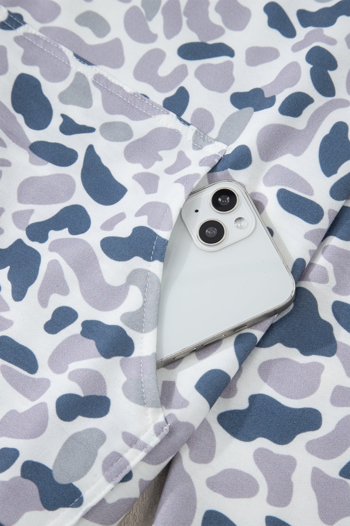 Camo Zip Collar Pullover Sweatshirt with Kangaroo Pocket