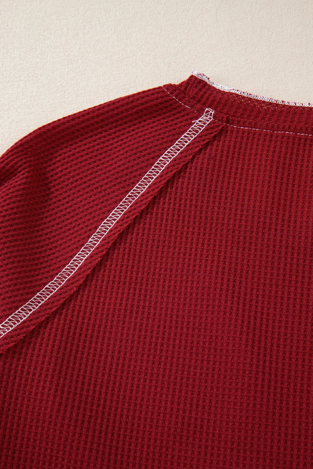 Red Sequin Santa Claus Graphic Textured Long Sleeve Top
