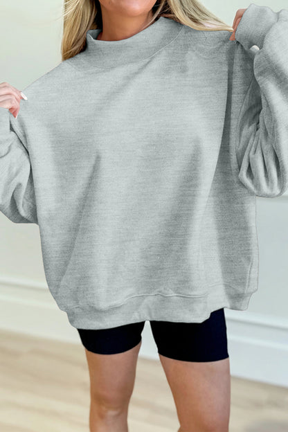 Oversized Mock Neck Sweatshirt Drop Shoulder Pullover