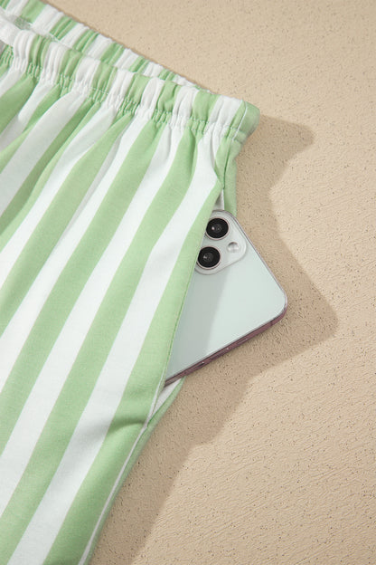 Women's Preppy Striped Color Block Matching Set