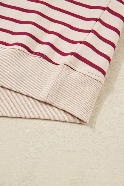 Red Stripe Collared Cropped Top & Bubble Skirt Set