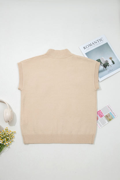 Western Horseshoe Knit Top Mock Neck Sweater Vest