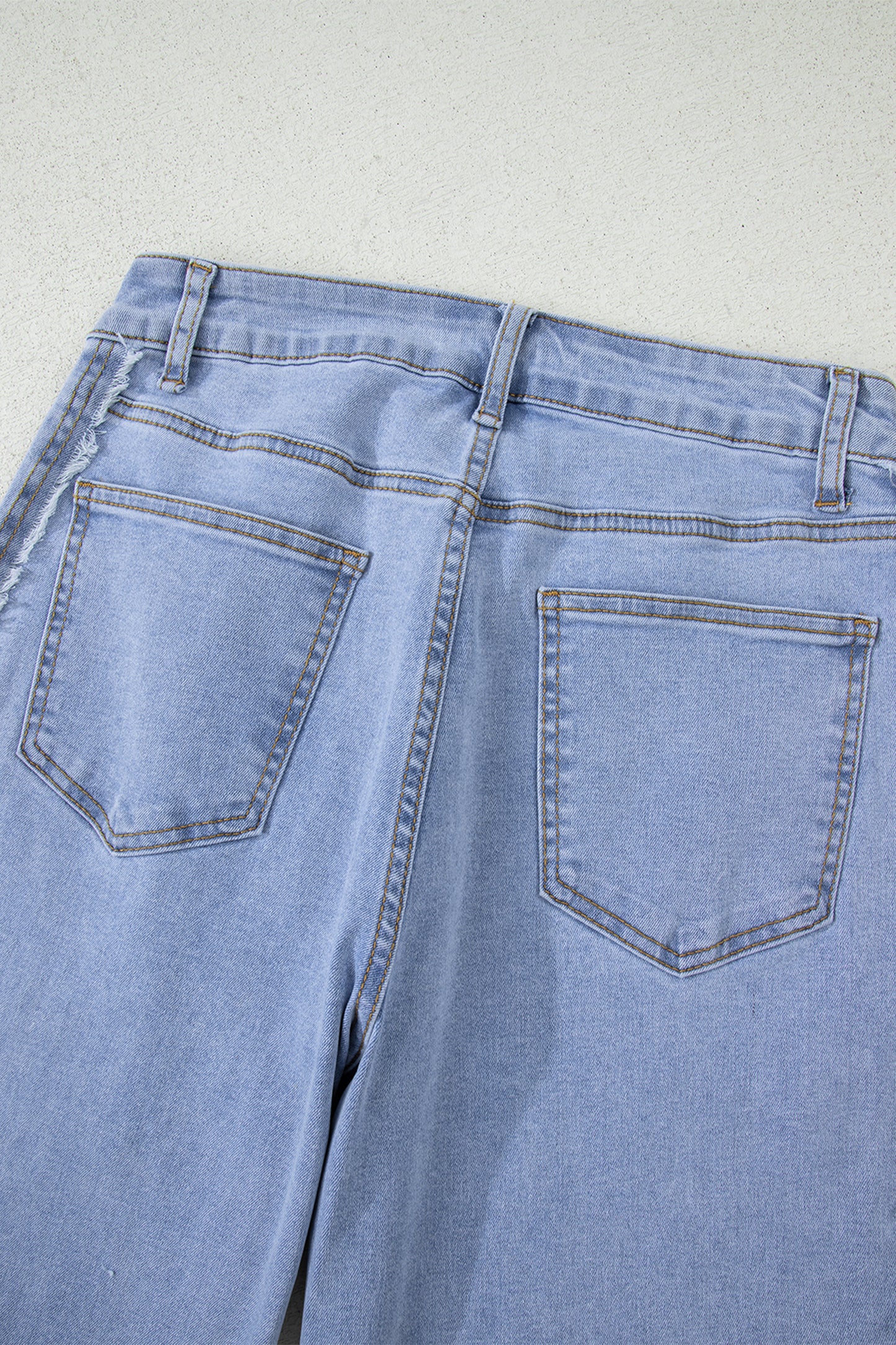 Beau Blue Contrast Stripe Patchwork Frayed Jeans