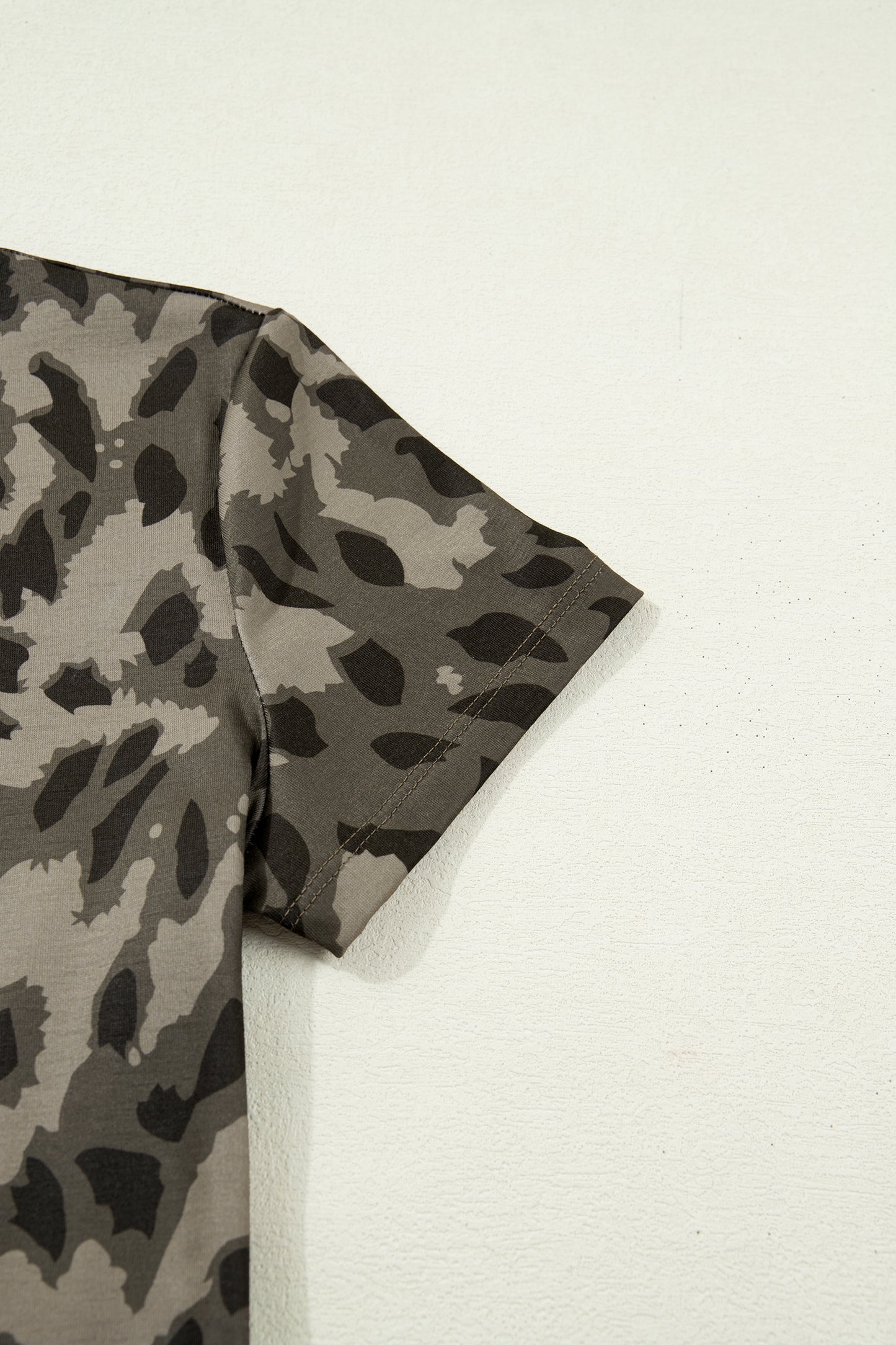 Camo Print Mock Neck Slim Tee Women Fitted Top