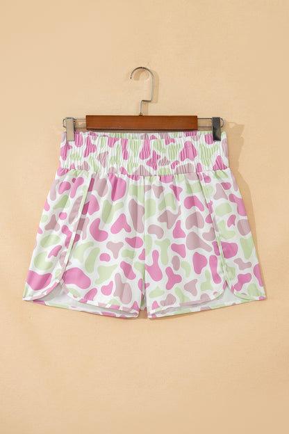 Sky Blue Western Camo Print High Waist Athleisure Shorts