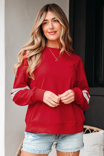 Varsity Stripe Drop Shoulder Oversized Women’s Sweatshirt