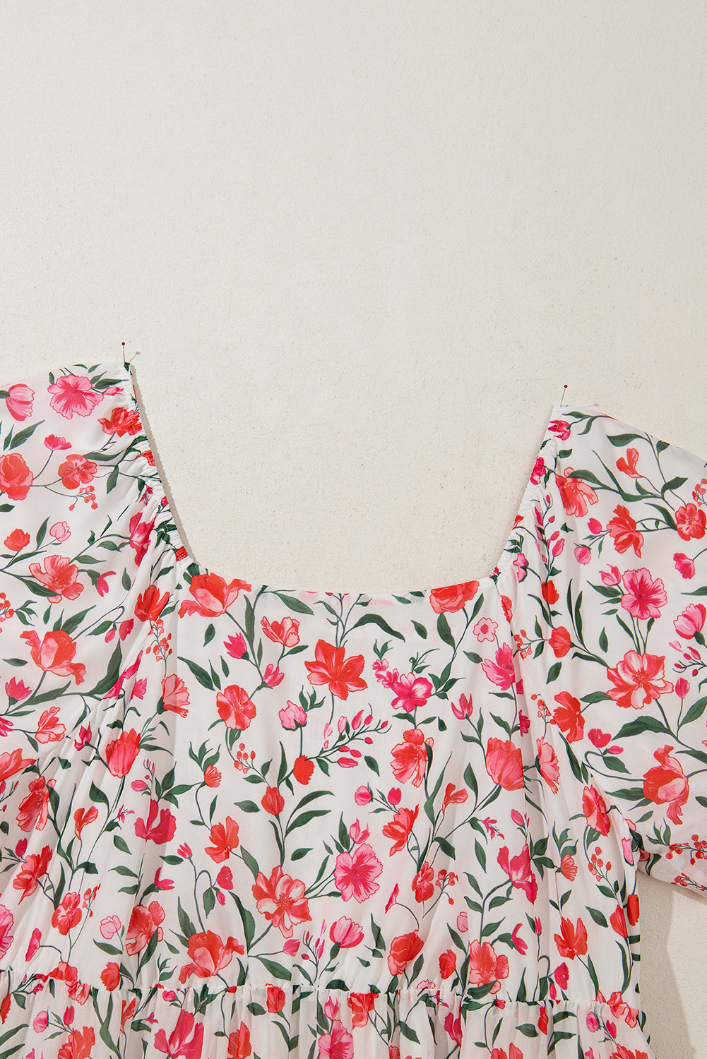 Plus Size Easter Floral Puff Sleeve Maxi Dress