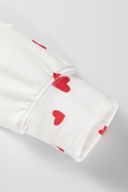 Womens Heart Print Pajama Set Long Sleeve Lounge Set
