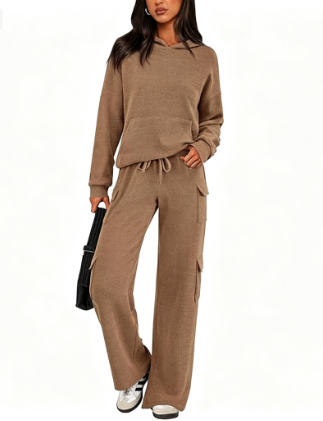 Women's Cargo Hoodie Sweatpants Matching Lounge Set