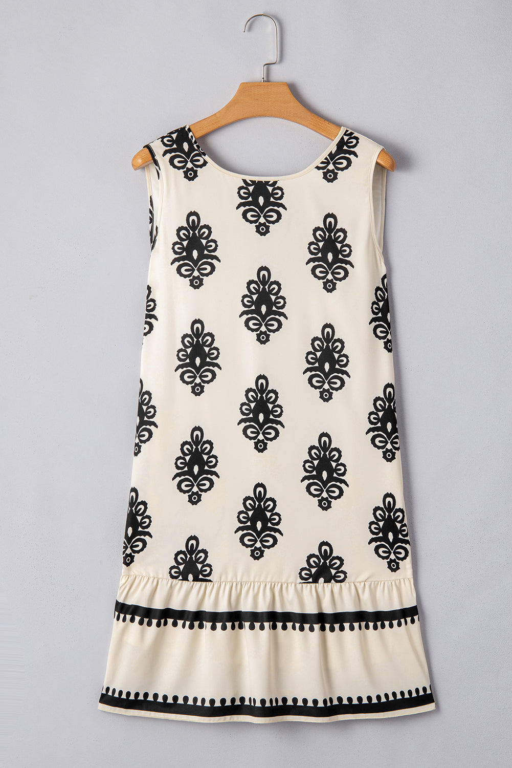 Boho Print Back Bow Mini Dress Sleeveless Summer