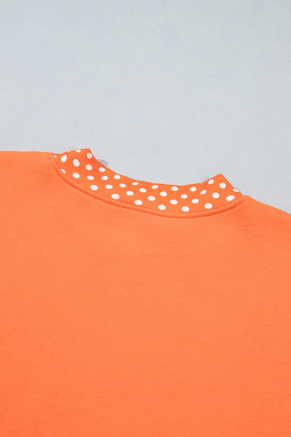 Red Polka Dot Trim Oversized Colorblock Sweatshirt