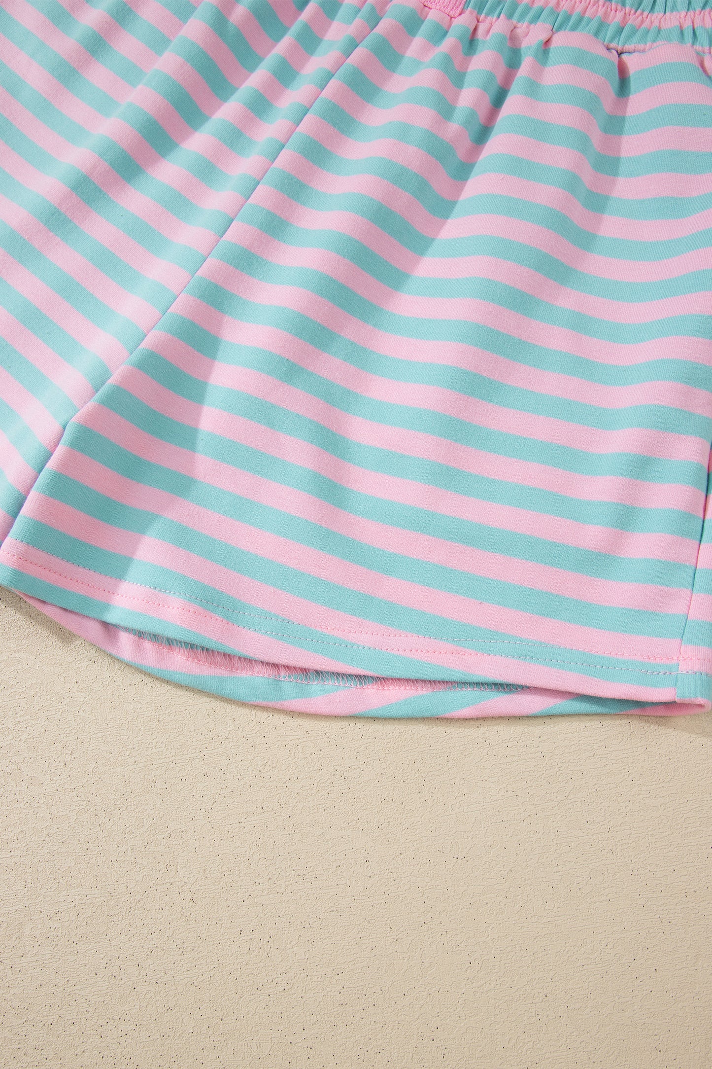 Striped Long Sleeve Pullover and Shorts Lounge Set
