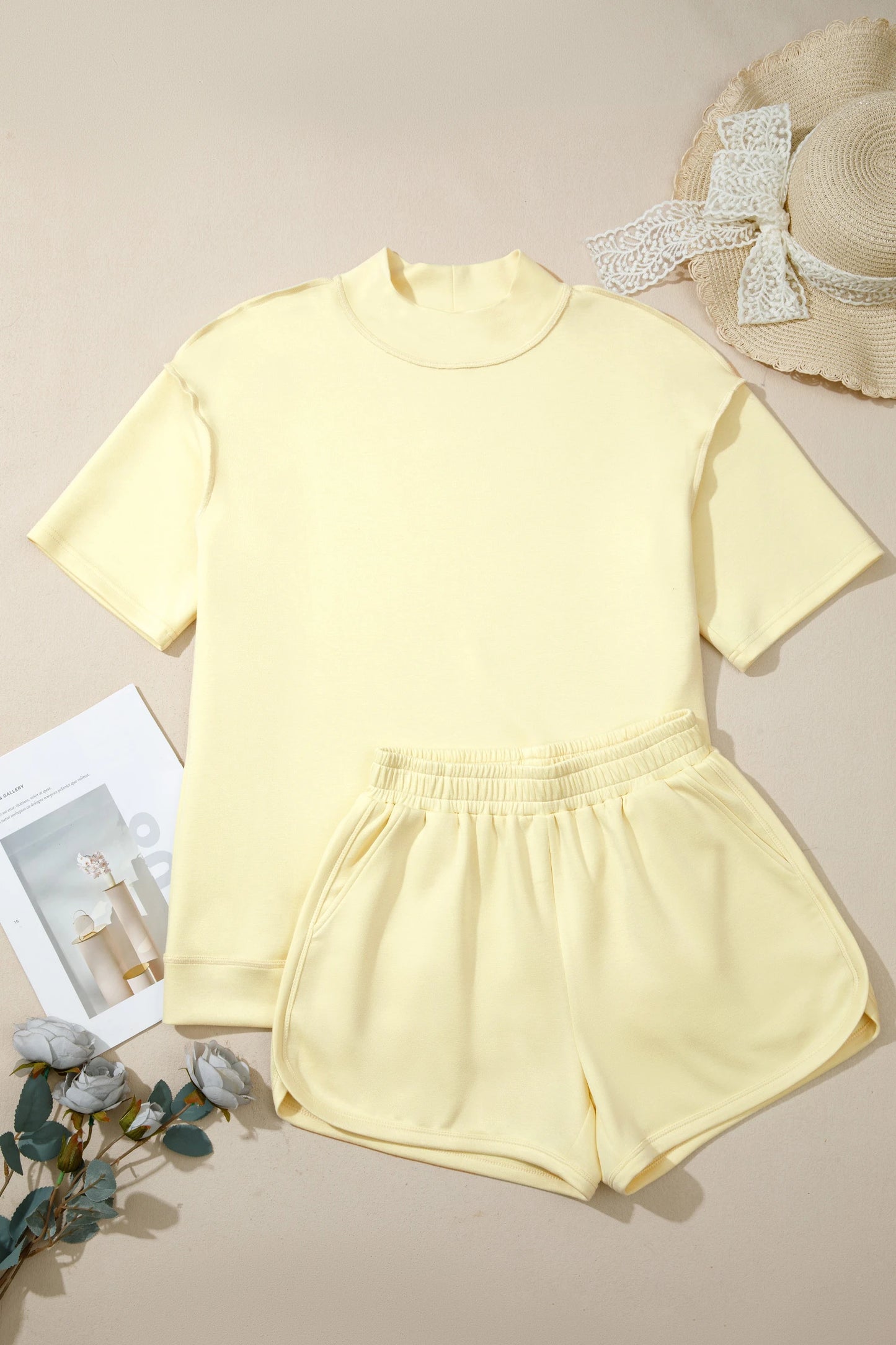 Oversized Two Piece Set Women Casual Tee Shorts Outfit
