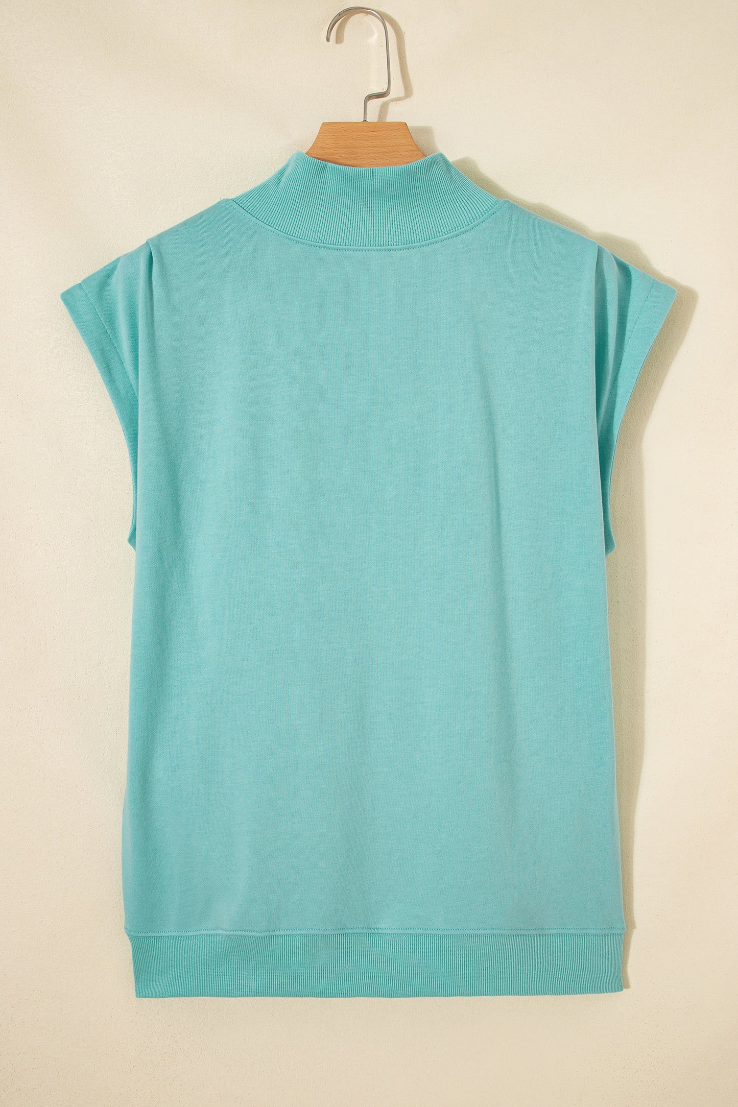 High Neck Cap Sleeve Loose Casual Top