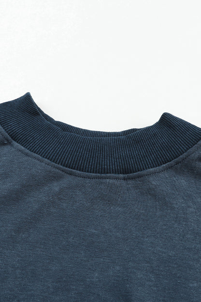 Washed Sky Blue Drop Shoulder Crew Neck Sweatshirt