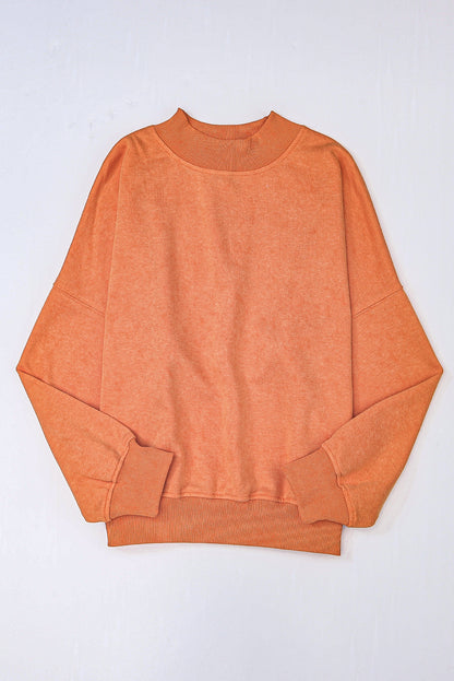 Orange Washed Drop Shoulder Crewneck Sweatshirt Oversized