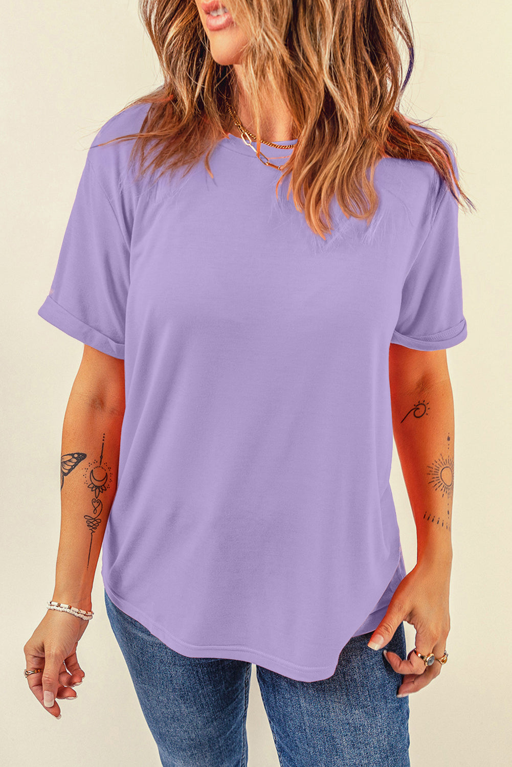 White Casual Crew Neck Short Sleeve Basic Tee