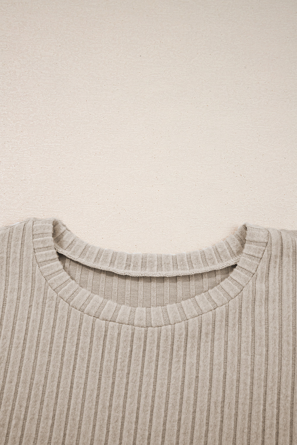 Ribbed Long Sleeve Round Neck Casual Knit Top