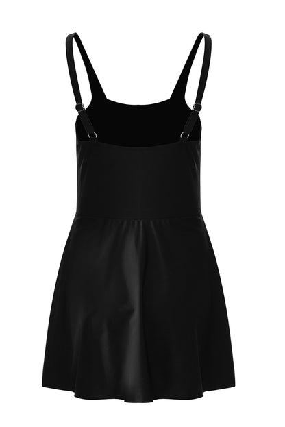 Square Neck Tie Waist One Piece Swim Dress Swimwear