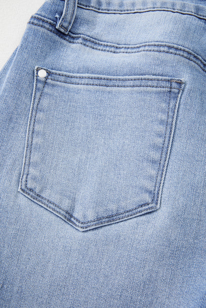 High Waist Flared Jeans with Raw Hem