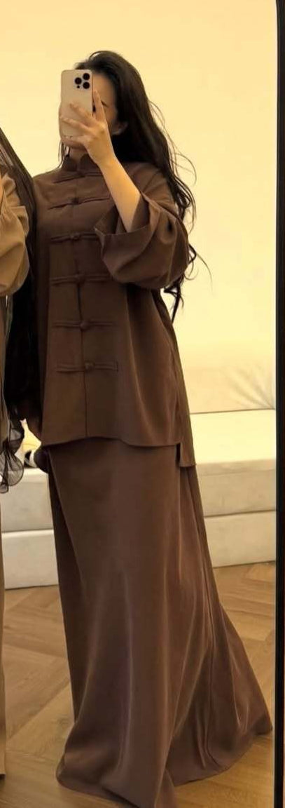 Modest Two Piece Set Blouse and Maxi Skirt